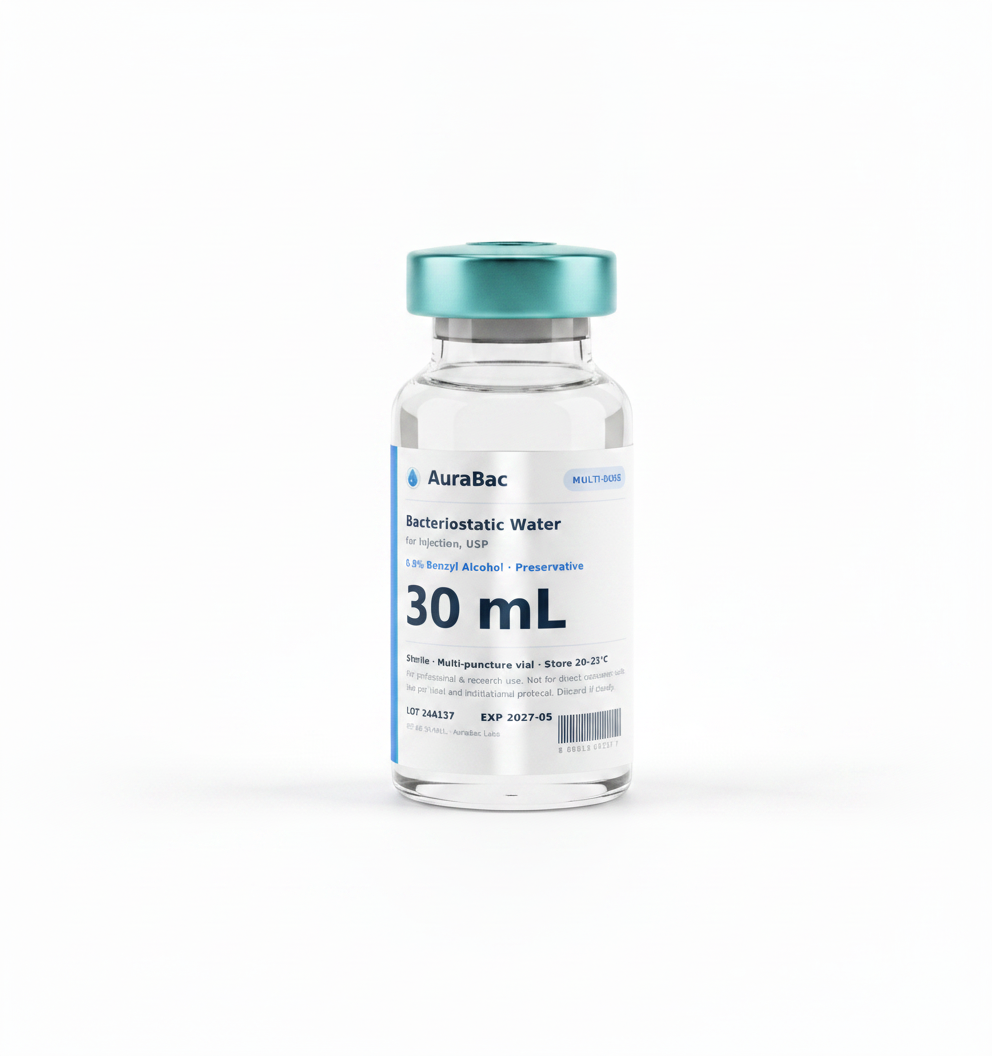 AuraBac 30 mL bacteriostatic water vial
